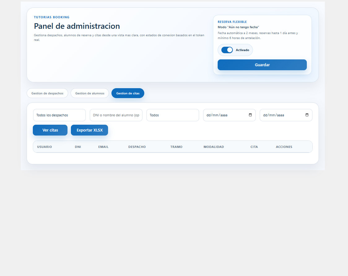 Tutorías Booking - Plugin de reservas y gestión académica captura 3